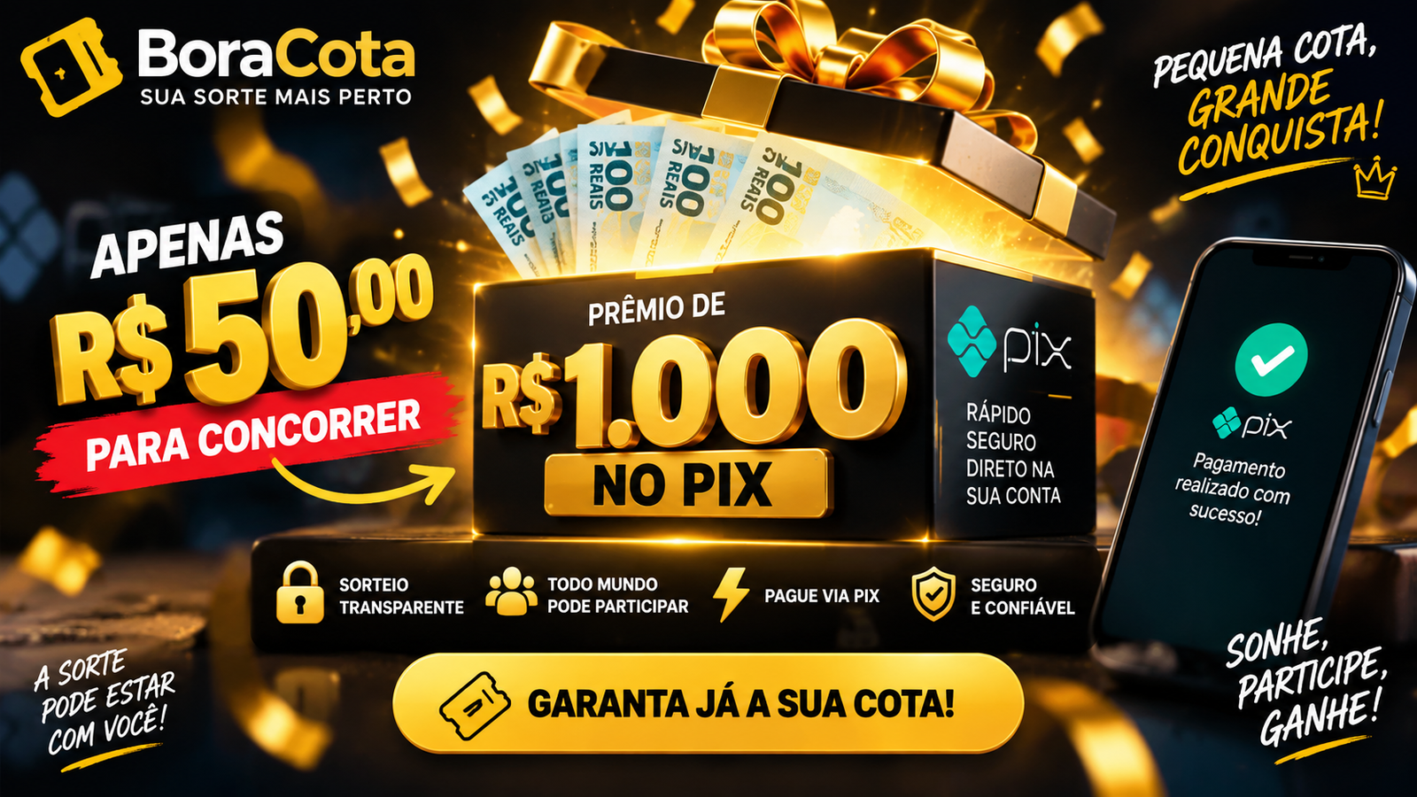 R$ 1.000 REAIS NO PIX